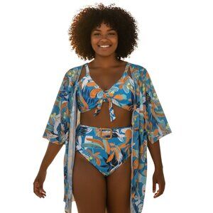 Shein Tropical Print Bikini Swimsuit & Matching Cover-up | Size 4XL